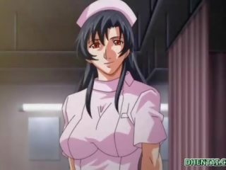 Hentai nurse watching her patient fucked in the hospital room