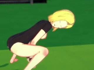 Android 18 女牛仔 騎術 直到 巨大 體內射精 - 龍 球