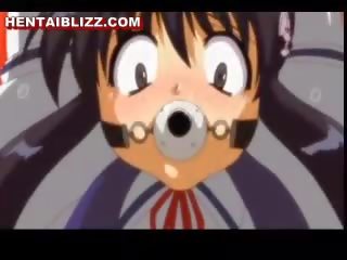 Bondage hentai muzzle gets fingered wetpussy