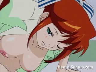 Green eyed redhead manga minx jumping a thick dong hard