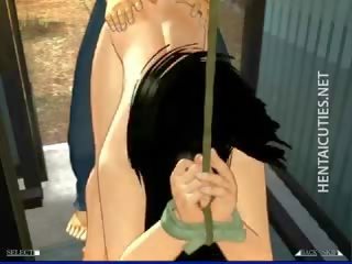 Bunden upp 3d hentai streetwalker blir spikade