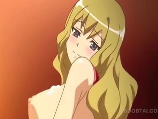 Sedusive blonde anime doll fucks boner with huge boobs