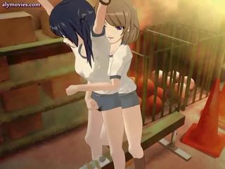 Animated lesbians naglalaro may laruan