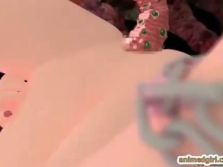 3D animeted hentai with nice tits tentacles drilled