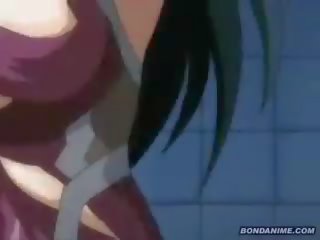 Alluring buxom hentai anime ninja in tights gangbanged